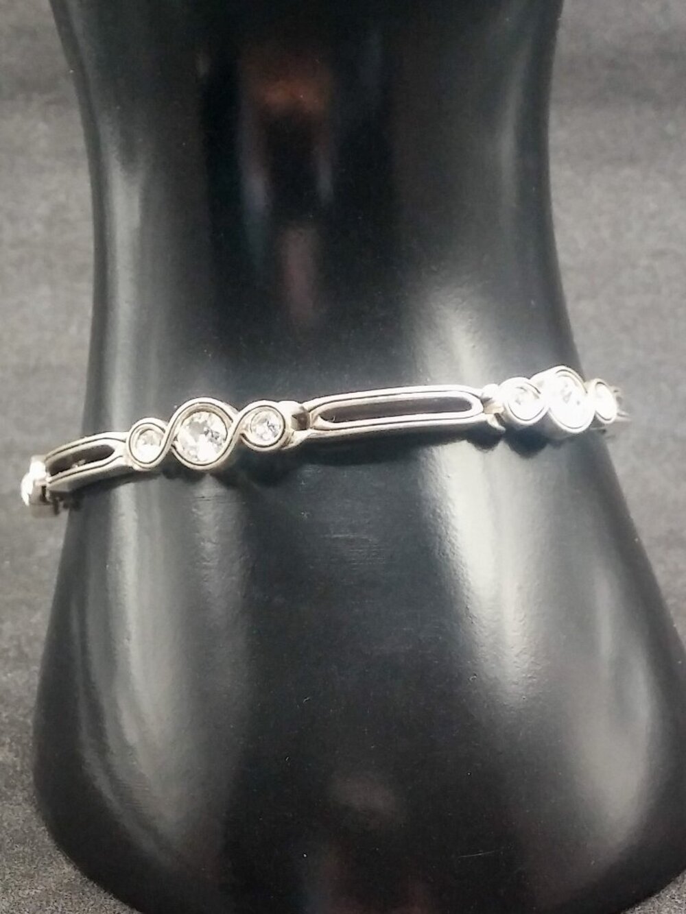 Brighton Infinity Sparkle Bracelet Silver Tone Clear Crystal 7"